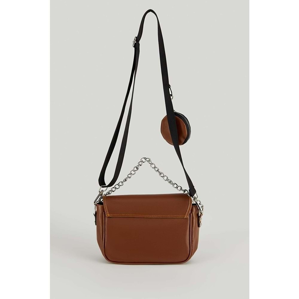 Bagorama GANA Kadın Suni Deri Küçük Cepli Omuz Çantası - Taba