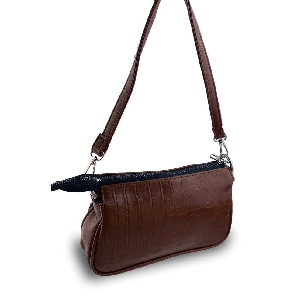 Bagorama VINE Kadın Desenli Suni Deri Zincirli Çapraz Askılı Omuz Çantası - Kahverengi