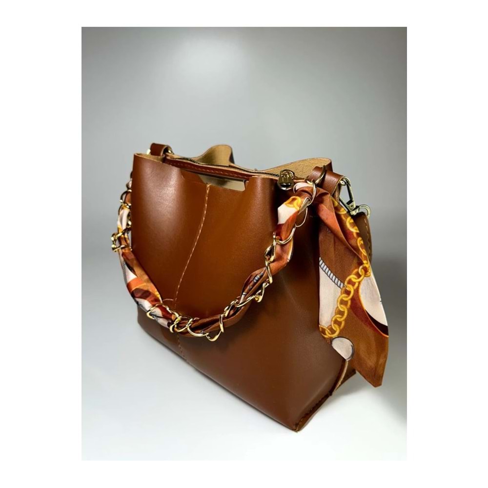 Bagorama STONE Kadın Suni Deri Fularlı Zincirli Omuz Çantası