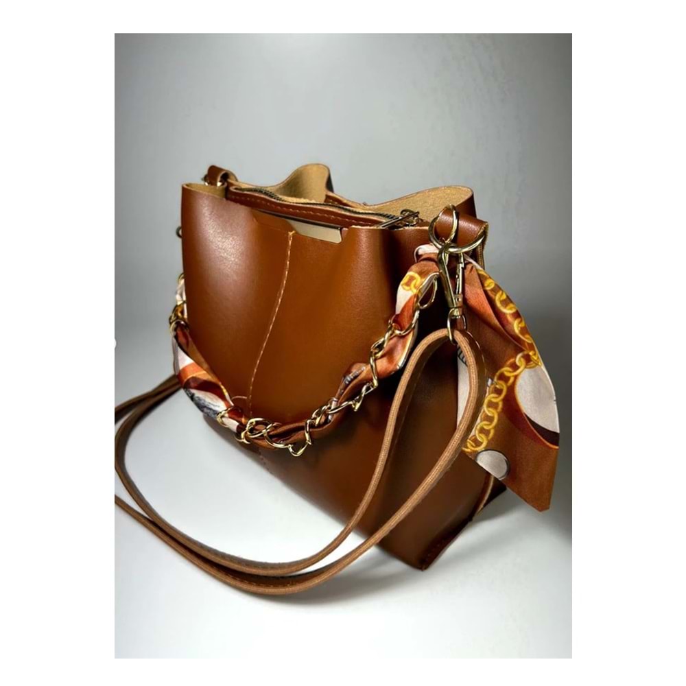 Bagorama STONE Kadın Suni Deri Fularlı Zincirli Omuz Çantası