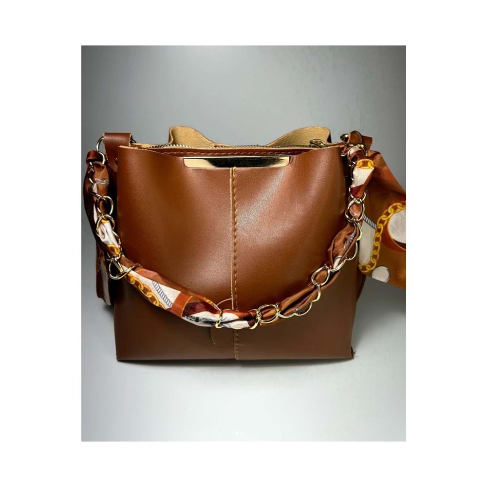 Bagorama STONE Kadın Suni Deri Fularlı Zincirli Omuz Çantası