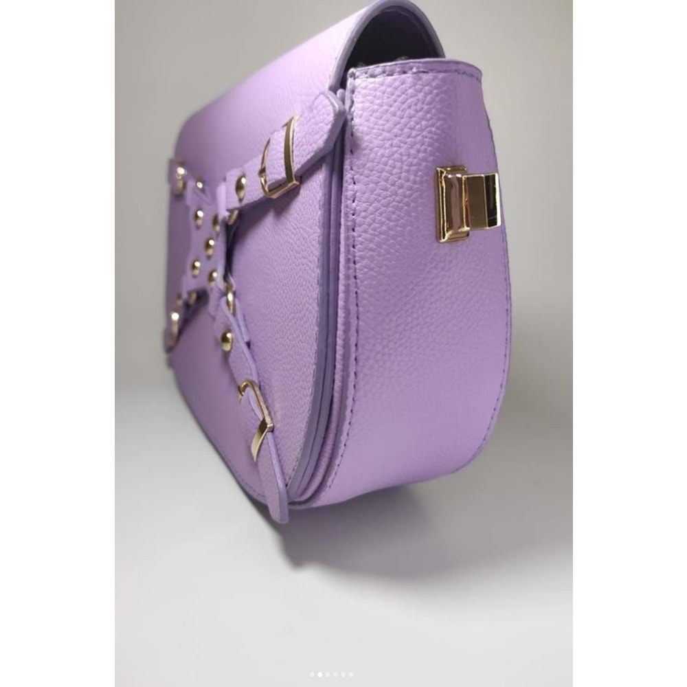 Bagorama MANC Kadın Suni Deri Kilit Askılı Ayarlanabilir Omuz Çantası - Lila