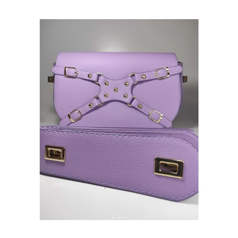 Bagorama MANC Kadın Suni Deri Kilit Askılı Ayarlanabilir Omuz Çantası - Lila