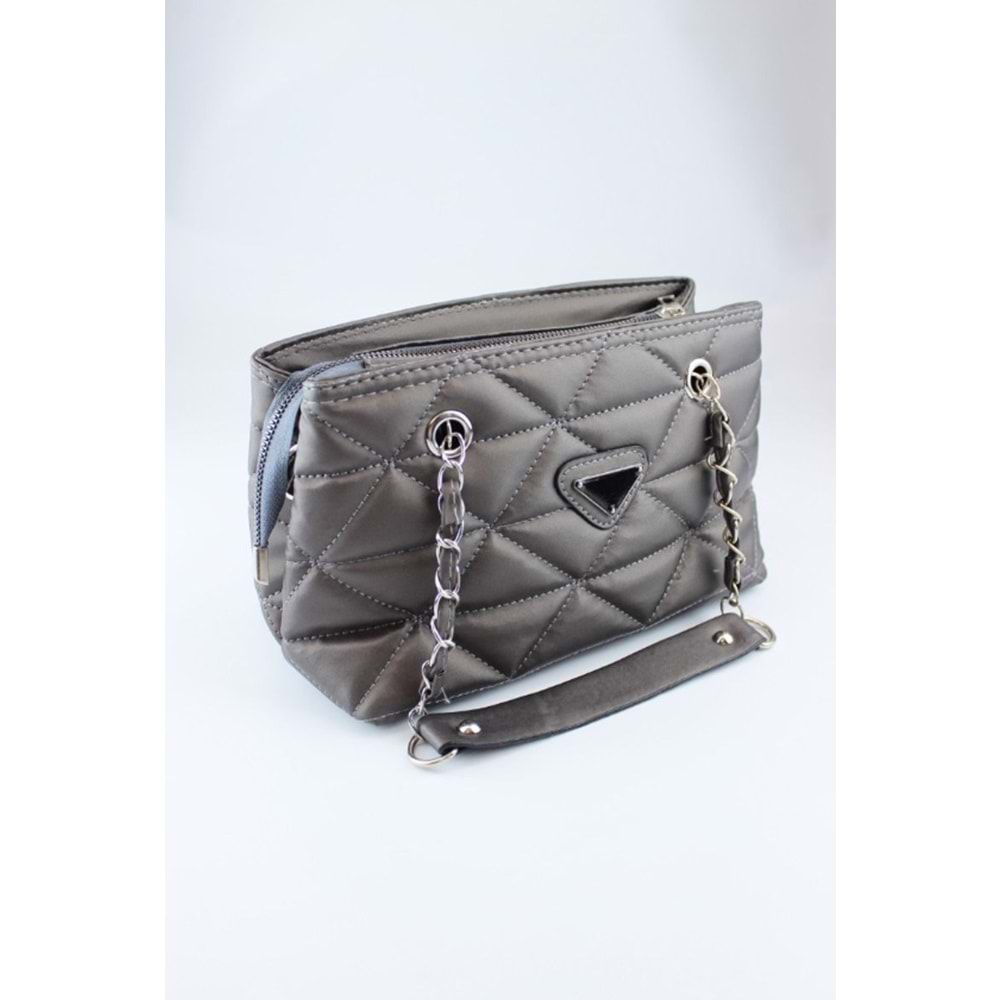 Bagorama BENCH Kadın Kapitone Desen El, Kol ve Omuz Çantası - Platin