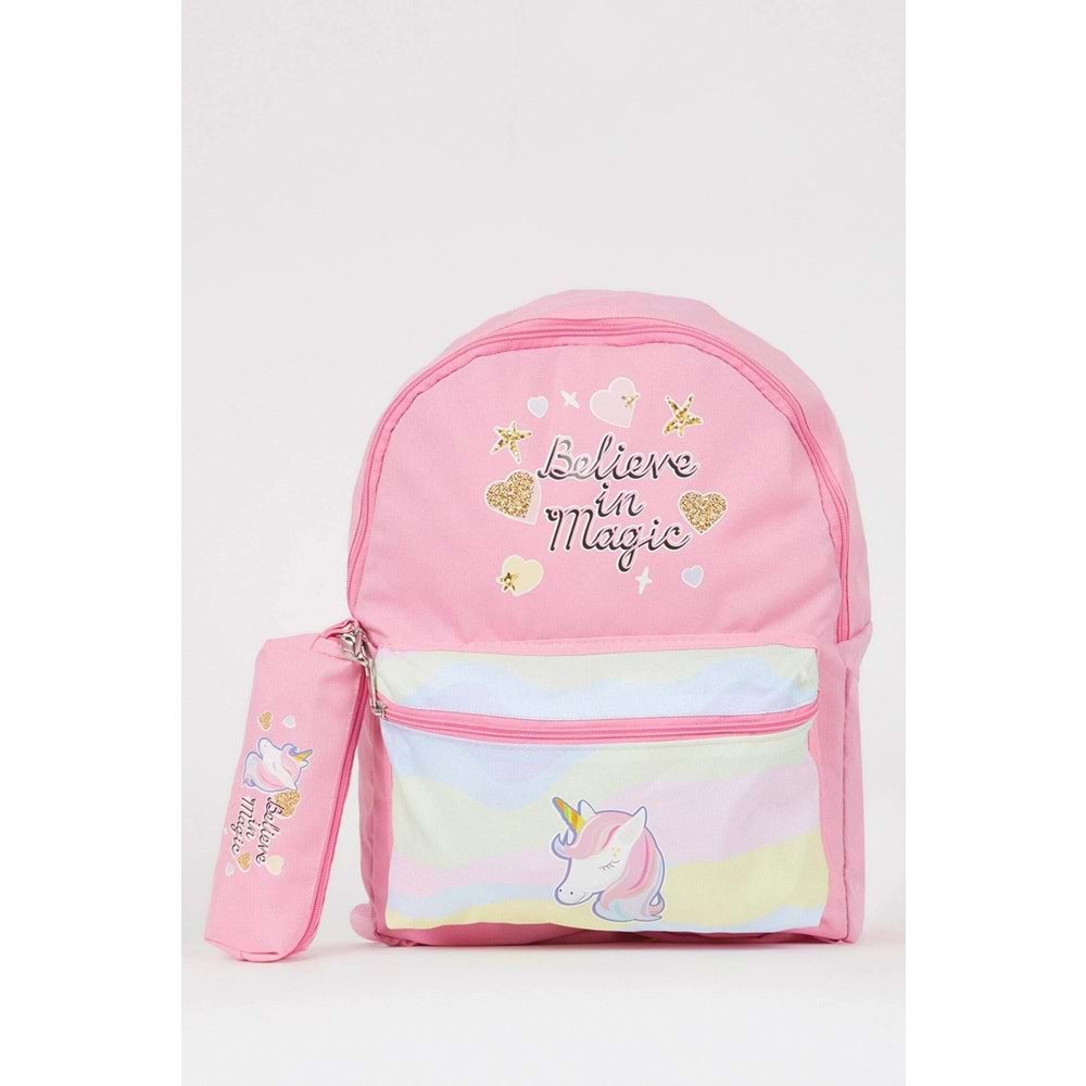 Bagorama MAGIC Kız Çocuk Kalemlikli İlkokul ve Günlük Sırt Çantası - Pembe