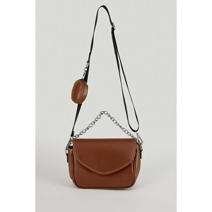 Bagorama GANA Kadın Suni Deri Küçük Cepli Omuz Çantası - Taba