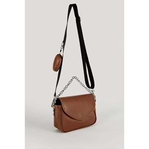 Bagorama GANA Kadın Suni Deri Küçük Cepli Omuz Çantası - Taba