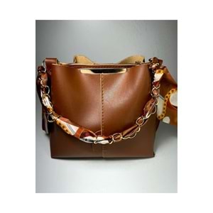 Bagorama STONE Kadın Suni Deri Fularlı Zincirli Omuz Çantası