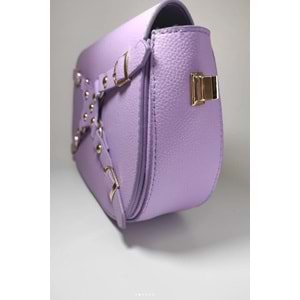 Bagorama MANC Kadın Suni Deri Kilit Askılı Ayarlanabilir Omuz Çantası - Lila