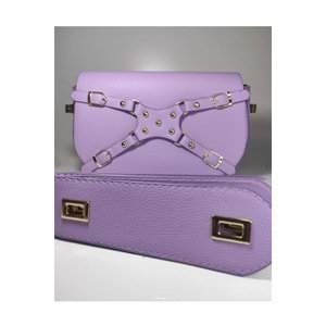 Bagorama MANC Kadın Suni Deri Kilit Askılı Ayarlanabilir Omuz Çantası - Lila