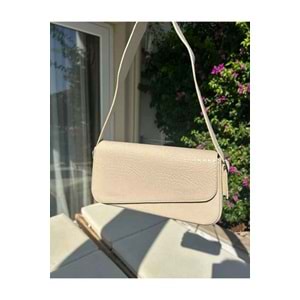 Bagorama LIGINA Kadın Suni Deri Kapaklı Omuz Çantası - Krem