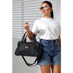 Bagorama TOTTS Kadın Buzi Kumaş Suya Dayanıklı Leke Tutmaz Çok Gözlü Omuz Çantası - Siyah