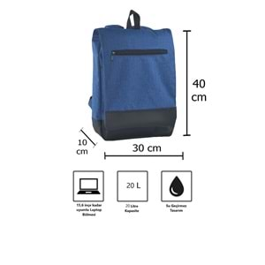 Bagorama WANT Unisex 15.6 Laptop / Tablet Uyumlu Kumaş Sırt Çantası - Lacivert