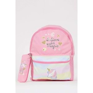 Bagorama MAGIC Kız Çocuk Kalemlikli İlkokul ve Günlük Sırt Çantası - Pembe