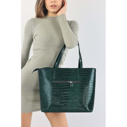 Bagorama CHAN Kadın Suni Deri Geniş Omuz Çantası - Yeşil