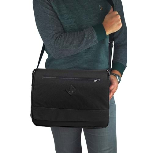 Bagorama PING Unisex 15 inch Laptop, Çapraz ve Omuz Postacı Çantası - Siyah