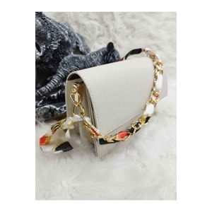 Bagorama KAJIN Kadın Suni Deri Fularlı Çapraz Askılı Omuz Çantası - Krem