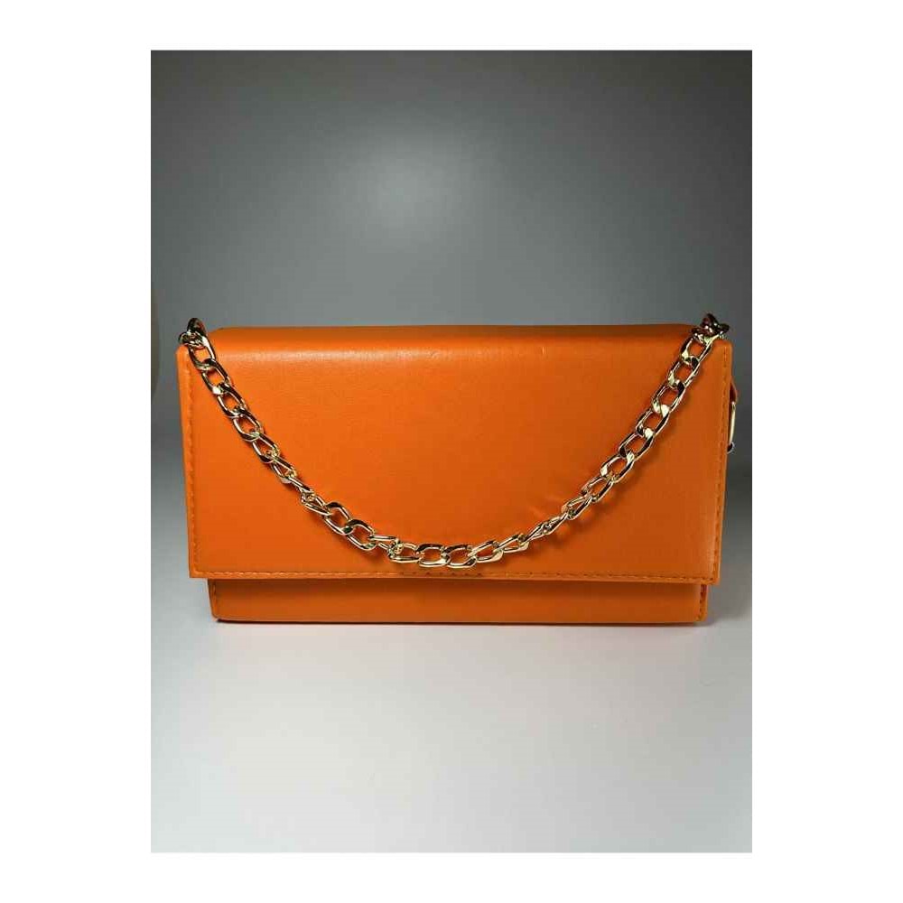 Bagorama CINDY Kadın Suni Deri Portföy Zincirli Çapraz Askılı Omuz Çantası - Turuncu