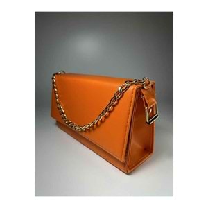Bagorama CINDY Kadın Suni Deri Portföy Zincirli Çapraz Askılı Omuz Çantası - Turuncu