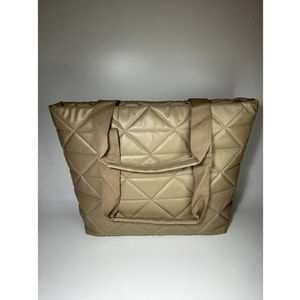 Bagorama FUNA Kadın Kapitoneli Geniş Omuz Çantası - Krem