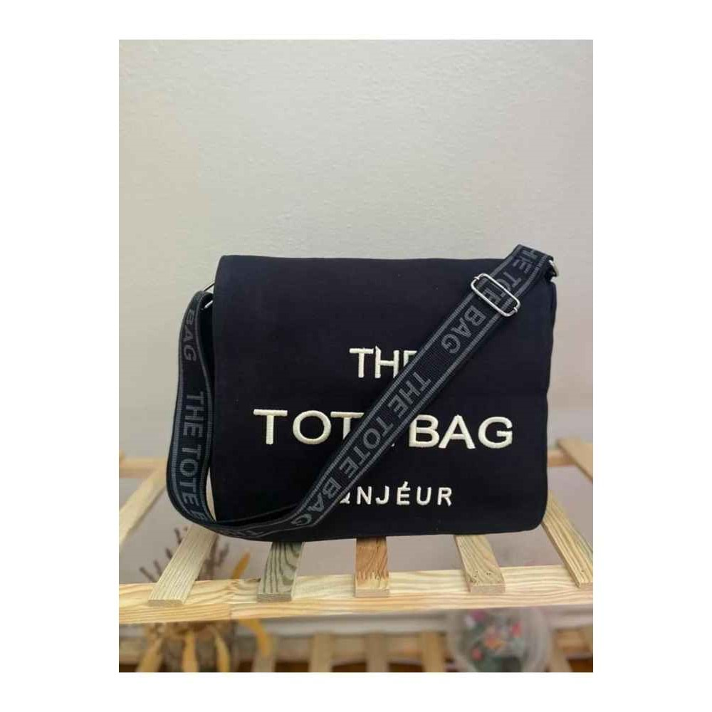 Bagorama TOPA Unisex Totebag Kanvas Kumaş Postacı Omuz Çantası - Siyah